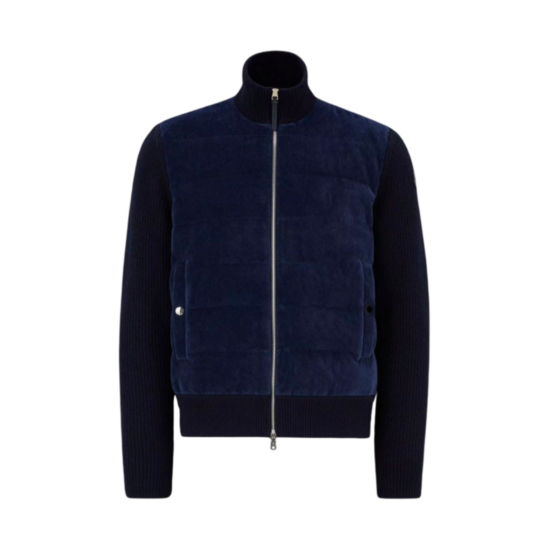 몽클레르 패딩 울 앤 벨벳 가디건 네이비 블루 - 22FW(Moncler Padded Wool and Velvet Cardigan Navy Blue - 22FW) - 1
