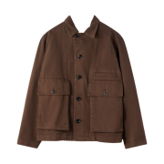 Lemaire Garment Dyed Denim Boxy Jacket Dark Brown