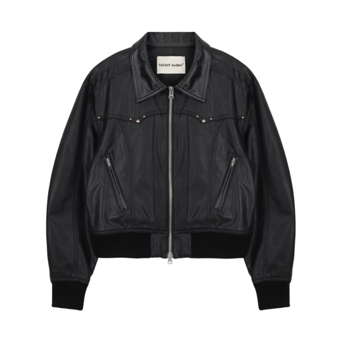 베이컨트 아카이브 벨라미 레더 칼라 자켓 블랙(Vacant Archive Bellamy Leather Colloar Jacket Black)