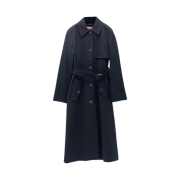 (W) Max Mara Studio Panfilo Long Coat Black