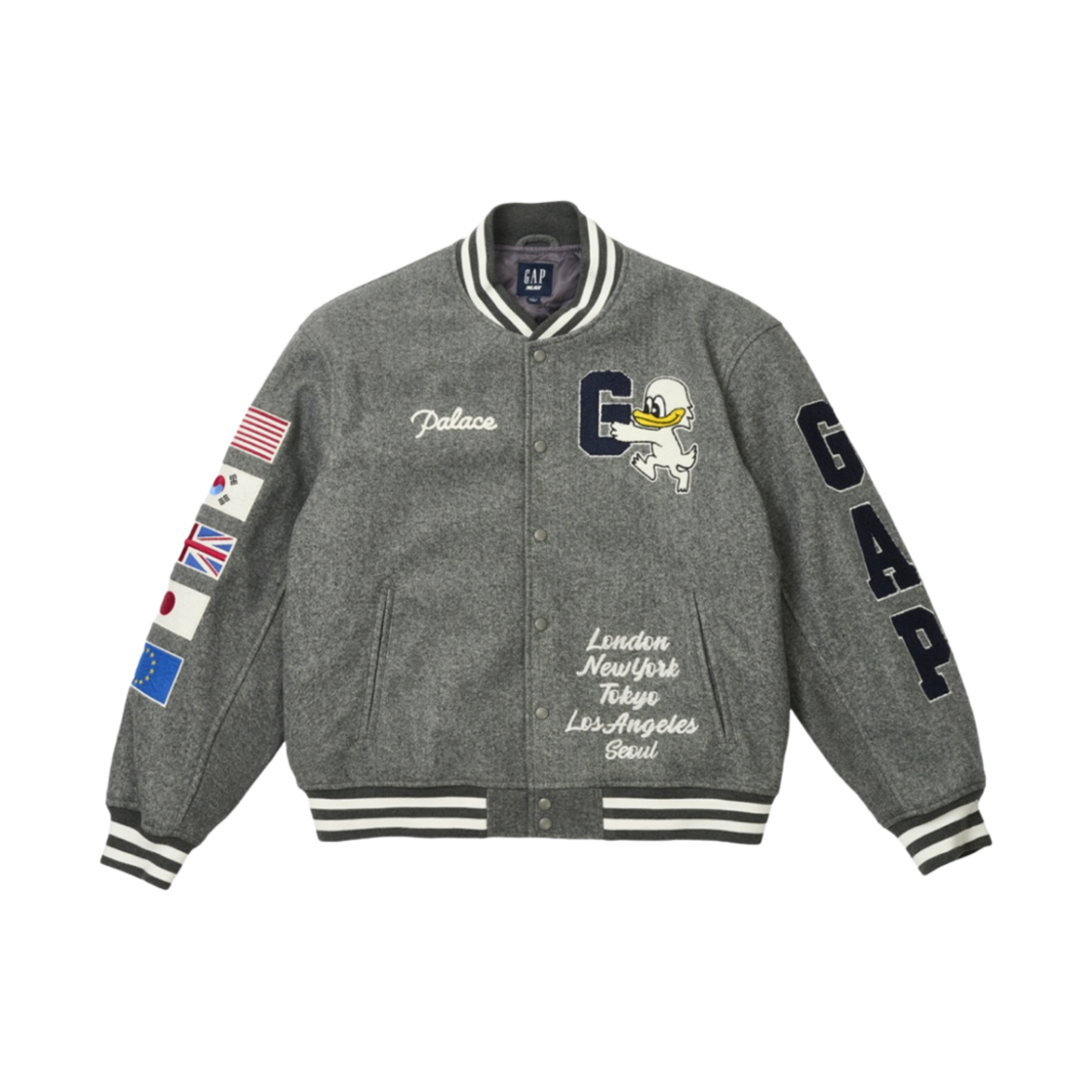 팔라스 x 갭 바시티 자켓 그레이 - 24SS(Palace x Gap Varsity Jacket Grey - 24SS)