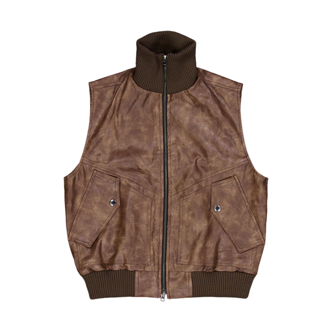 24FW-14 Full of Ssun Leather Cargo Vest Brown