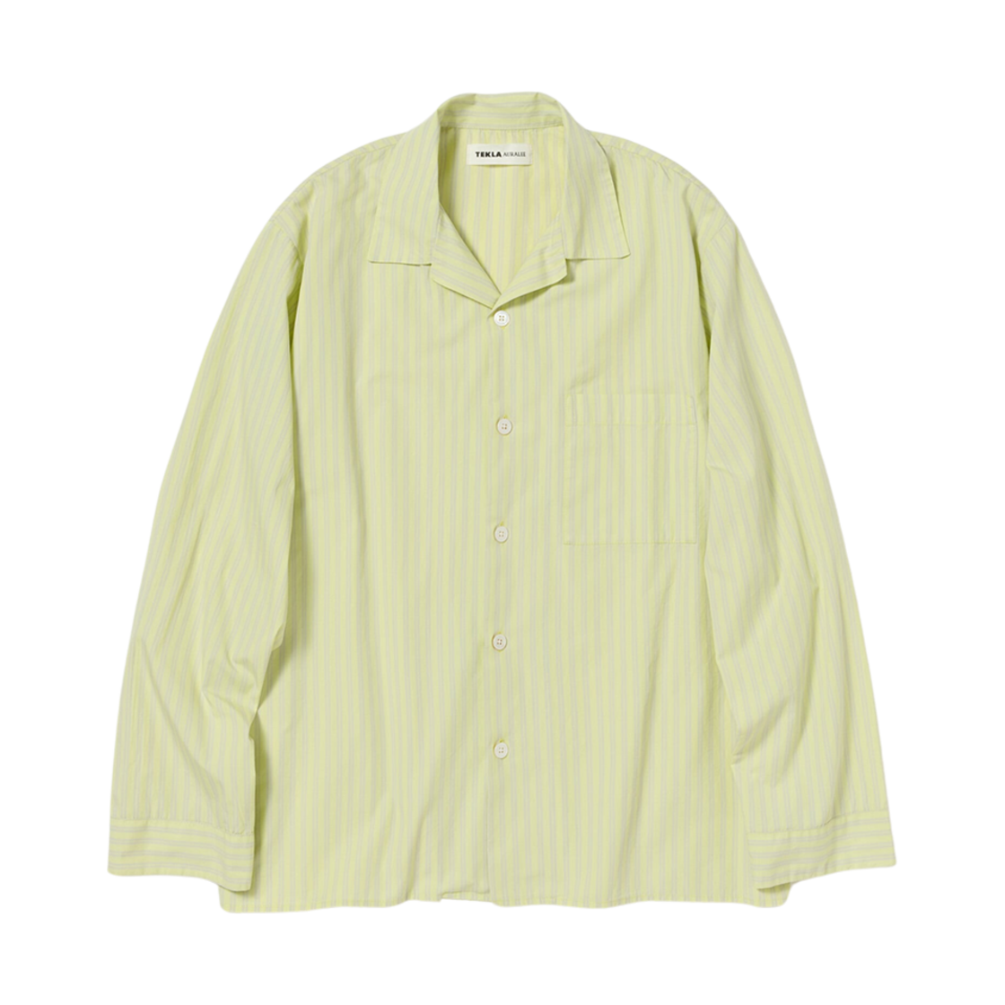 테클라 x 오라리 코튼 포플린 파자마 셔츠 라이트 모스 스트라이프(Tekla x Auralee Cotton Poplin Pajamas Shirt Light Moss Stripes)