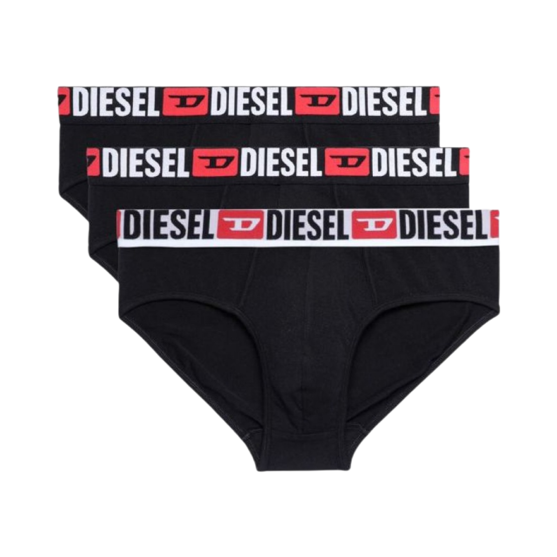 디젤 Umbr-안드레쓰리팩 솔리드 컬러 브리프 블랙 (3개입)(Diesel Umbr-Andrethreepack Solid-Colour Briefs Black (3 Pack))
