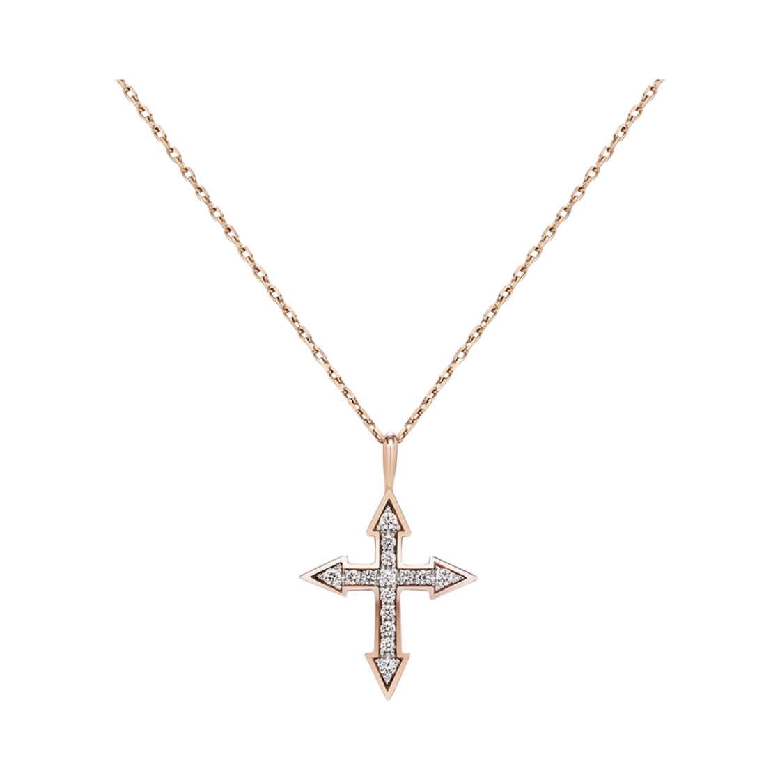 미꼬 애로우 크로스 콤비네이션 다이아몬드 S 네클리스 핑크 골드(Miko Arrow Cross Combination Diamond S Necklace Pink Gold)