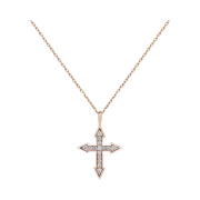 Miko Arrow Cross Combination Diamond S Necklace Pink Gold