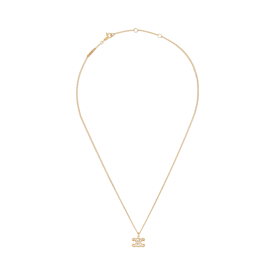 (W) 셀린느 브래스 골드 피니쉬 크리스탈 트리옹프 라인스톤 목걸이 골드((W) Celine Triomphe Rhinestone Necklace in Brass with Gold Finish and Crystals Gold)