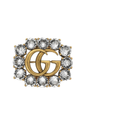 Gucci Metal Double G Brooch Crystal