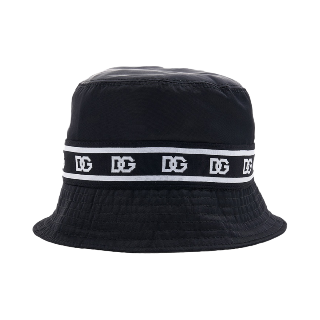 GH701A-GF766-N0000 Dolce & Gabbana Nylon Bucket Hat with Branded Band Print Black
