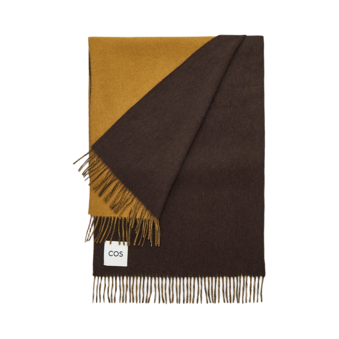 코스 울 캐시미어 블렌드 프린지 머플러 다크 브라운(COS Wool Cashmere Blend Fringed Muffler Dark Brown)