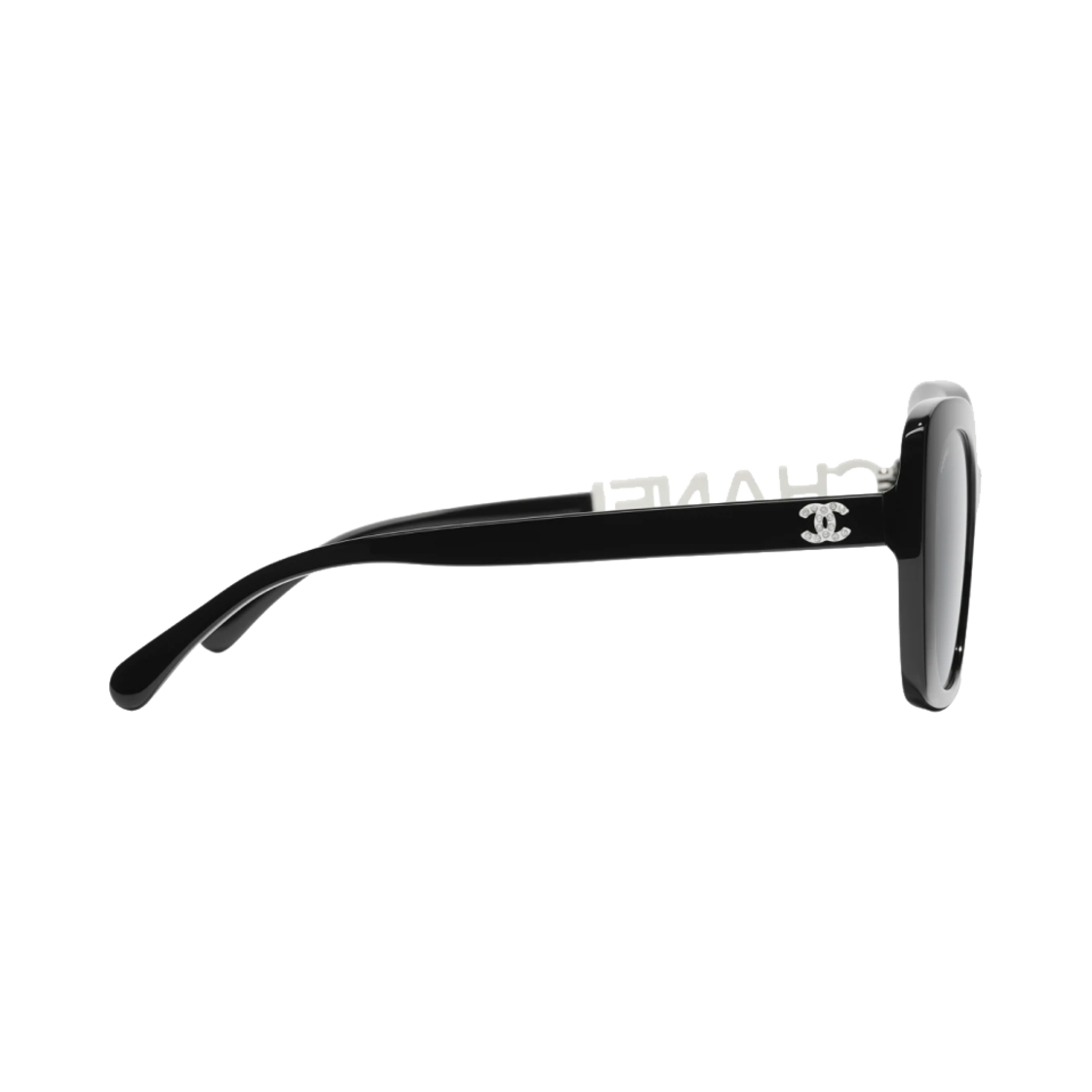 샤넬 스퀘어 선글라스 아세테이트 스트라스 & 블랙 프레임 그레이 렌즈 아시안 핏(Chanel Square Sunglasses Acetate Strass & Black Frame Grey Lenses Asian Fit) - 3