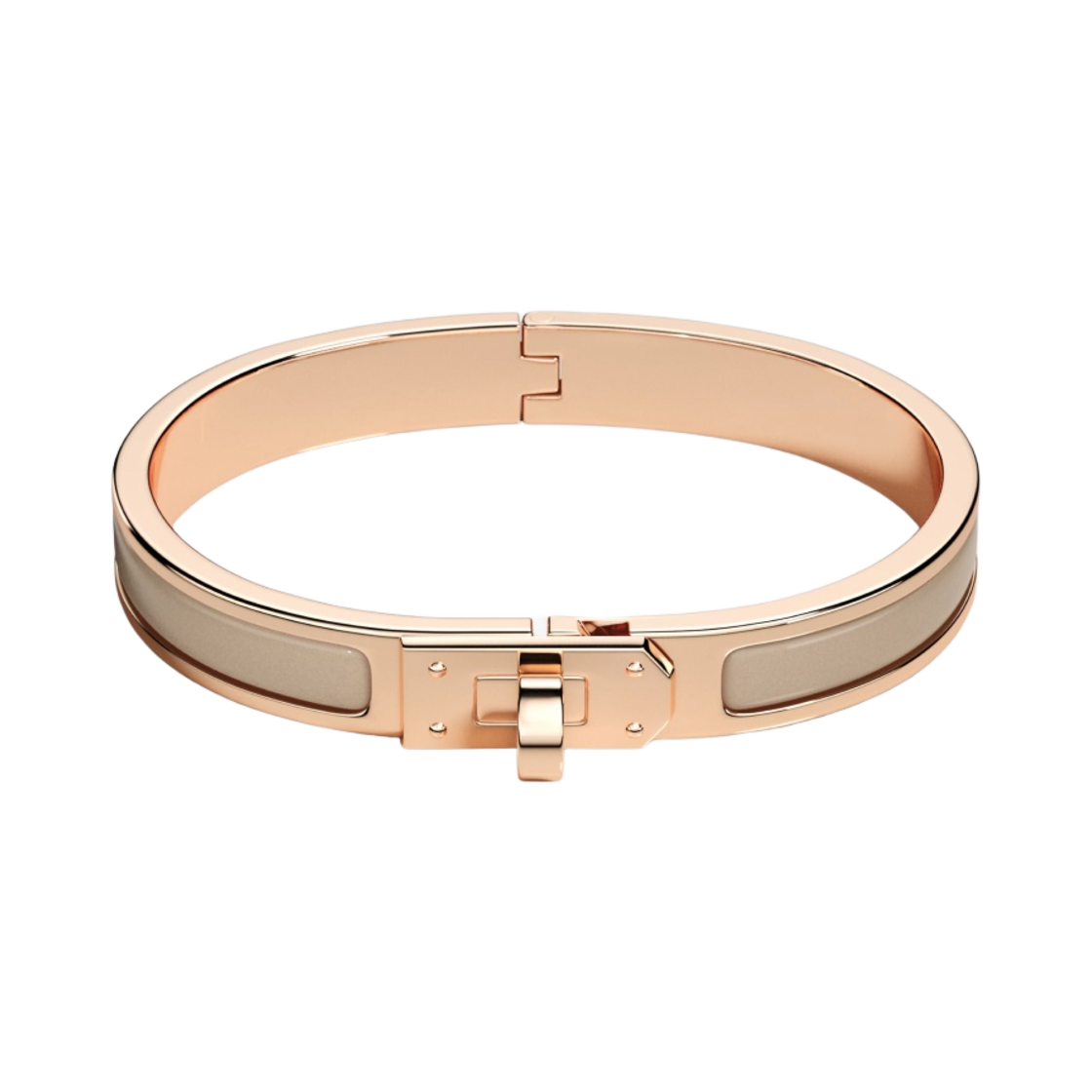 H200004FO19 (W) Hermes Mini Clic Kelly Bracelet Rose Gold & Marron Glace