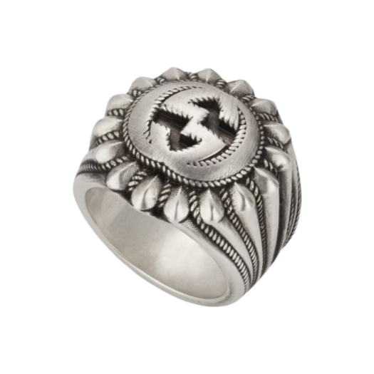 Gucci Interlocking G Engraved Ring Silver