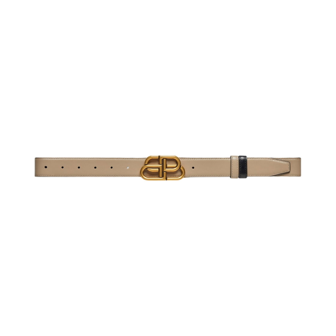 (W) 발렌시아가 BB 리버시블 카프스킨 레더 벨트 블랙 베이지((W) Balenciaga BB Reversible Calfskin Leather Belt Black Beige) - 2