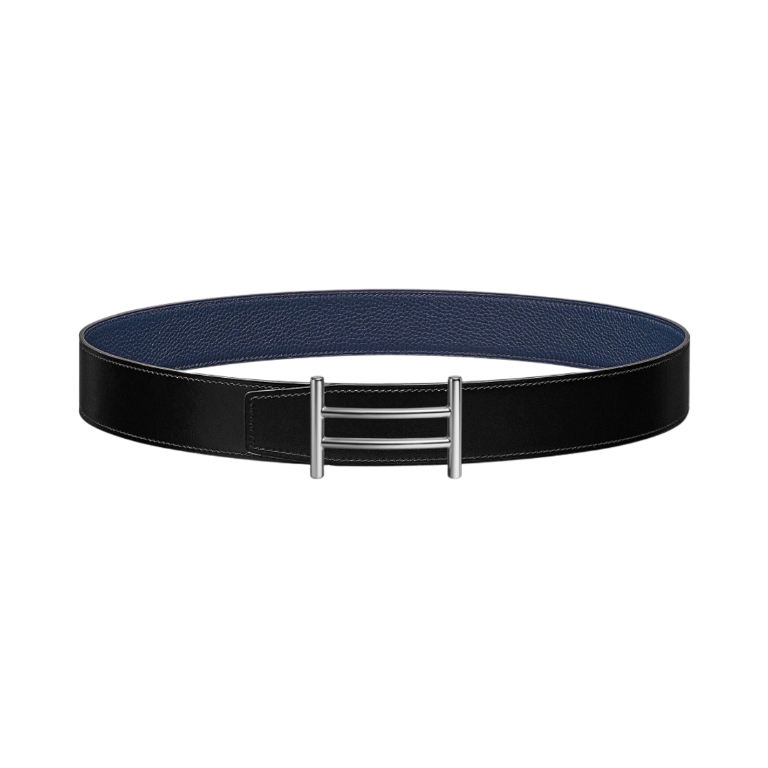 에르메스 라이더 벨트 버클 & 리버서블 가죽 스트랩 38mm & 실버 누아 블루 뉘(Hermes Rider Belt Buckle & Reversible Leather Strap 38mm & Silver Noir Bleu Nuit) - 1