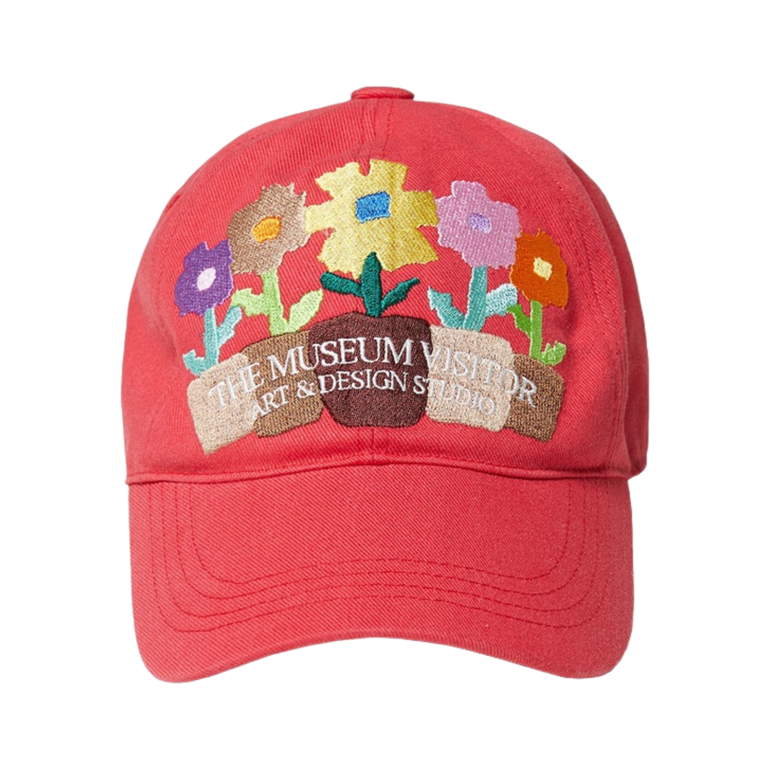 더뮤지엄비지터 파이브 플라워 팟 볼캡 레드(The Museum Visitor Five Flower Pot Ball Cap Red)
