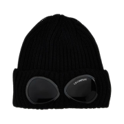 C.P. Company Extra Fine Merino Wool Goggle Beanie Black - 24FW