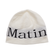 Matin Kim Logo Jacquard Short Beanie White