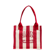 Ganni Striped Large Shopper Barbados Cherry
