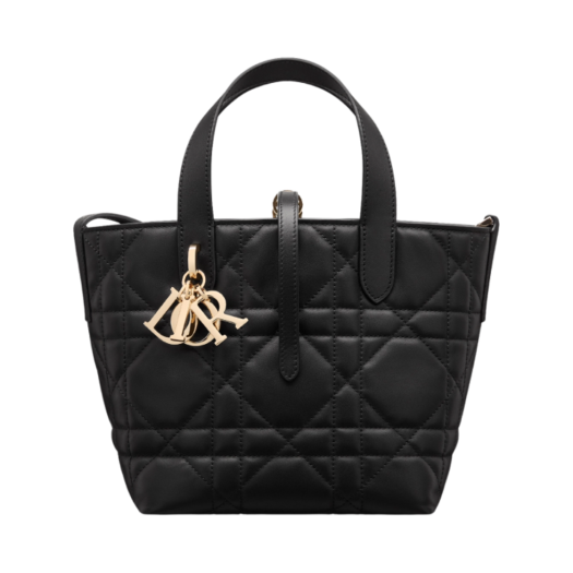 Dior Small Toujours Vertical Tote Bag Macrocannage Calfskin Black