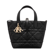 Dior Small Toujours Vertical Tote Bag Macrocannage Calfskin Black