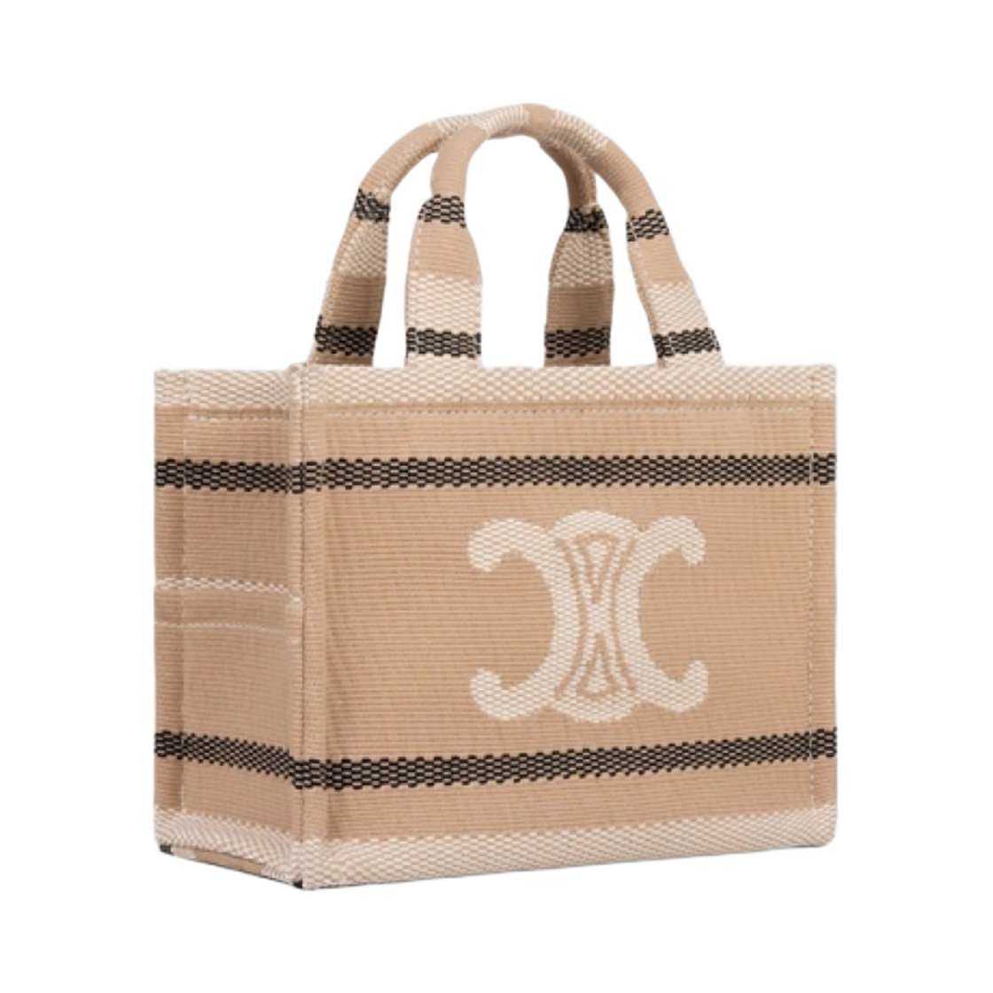 셀린느 스몰 카바스 타이스 스트라이프 텍스타일 트리옹프 베이지 블랙(Celine Small Cabas Thais in Striped Textile with Triomphe Beige Black) - 3