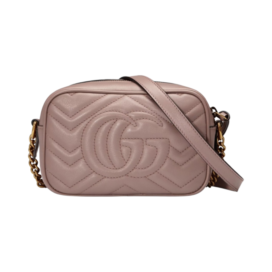 구찌 GG 마몽 집 탑 마틀라세 미니백 더스티 핑크(Gucci GG Marmont Zip Top Matelasse Mini Bag Dusty Pink) - 2