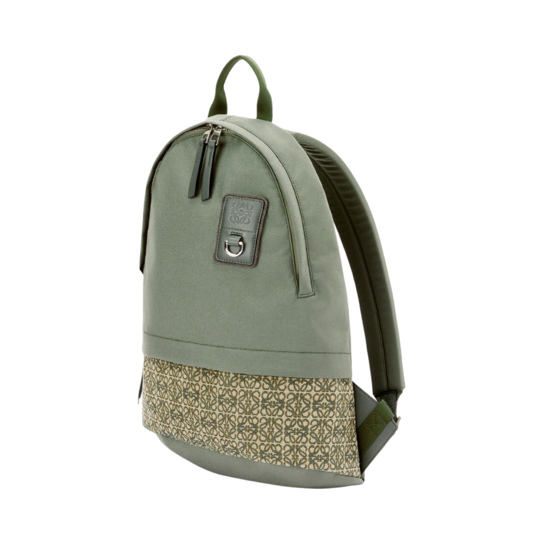 로에베 라운드 슬림 백팩 캔버스 앤 아나그램 자카드 카키 그린(Loewe Round Slim Backpack in Canvas and Anagram Jacquard Khaki Green) - 2