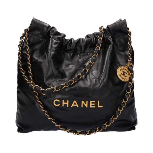 IT583KU9QGOS Chanel 22 Handbag Shiny Calfskin & Gold Black