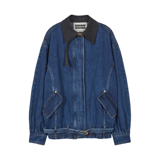 EEZ-1O353-M-DJ01-BL EENK Zag Denim Bomber Jacket Blue