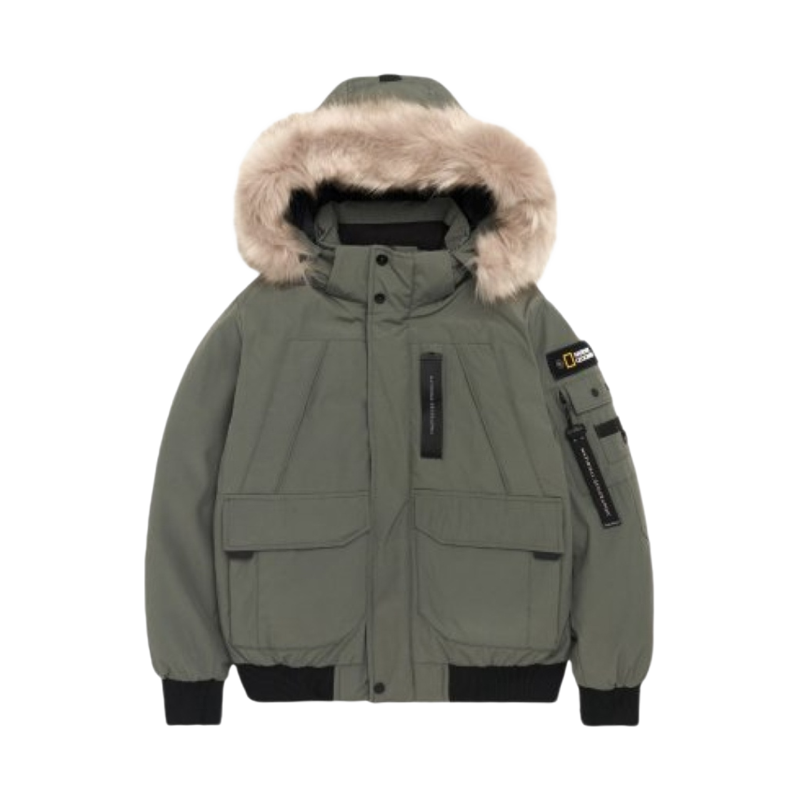 내셔널 지오그래픽 타루가 퍼 트리밍 후디 구스 다운 점퍼 리첸 카키(National Geographic Taruga Fur Trim Hood Goose Down Jumper Lichen Khaki)