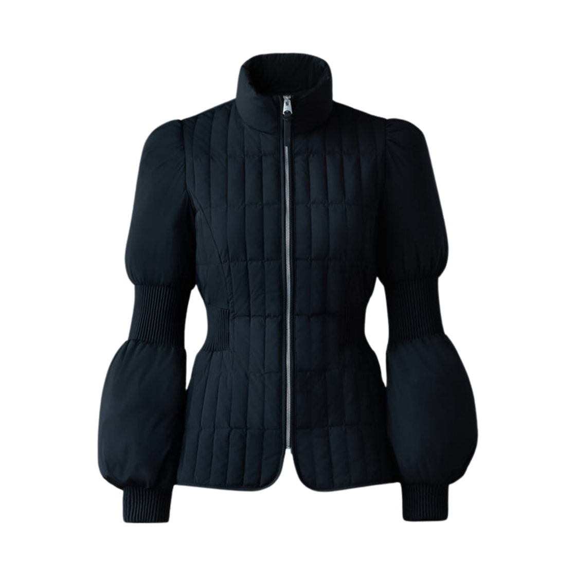 FELICIA (W) Mackage Felicia Light Down Vertical Quilted Jacket Smocked at Waist Black