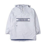 (W) Dior Half Zip Hooded Anorak White