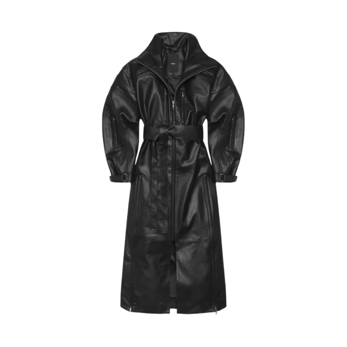 (W) 카이 포우 레더 트렌치 블랙((W) Khy Faux Leather Trench Black)