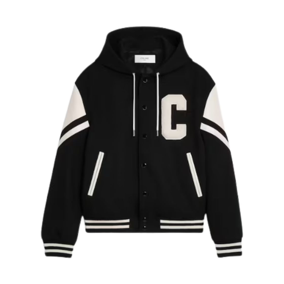 셀린느 텍스처드 울  잭슨 테디 후드 자켓 블랙