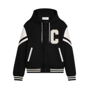 Celine Textured Wool Jackson Teddy Hoodie Jacket Black