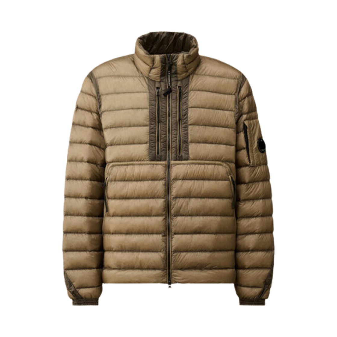 C.P. 컴퍼니 D.D 쉘 칼라 집 다운 자켓 빈티지 카키 베이지 - 24FW(C.P. Company D.D. Shell Collar Zip Down Jacket Vintage Khaki Beige - 24FW)