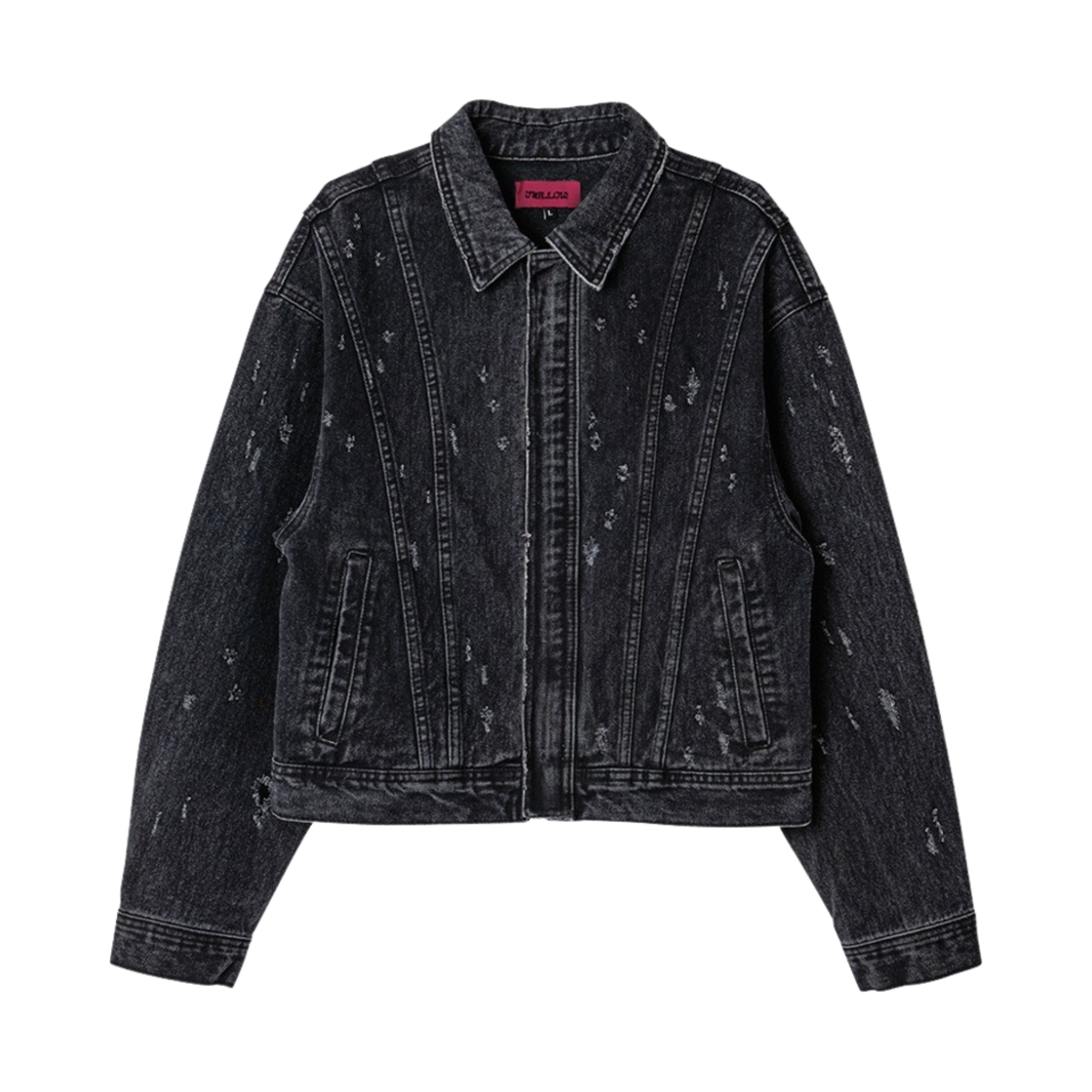 WL243DJK01UBLK MELLOW Slug Damage Denim Zipup Jacket Black
