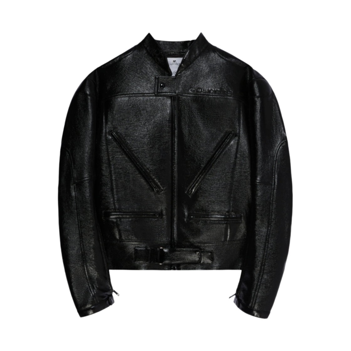 (W) 꾸레쥬 블루종 레이서 바이닐 블랙((W) Courreges Blouson Racer Vinyl Black)