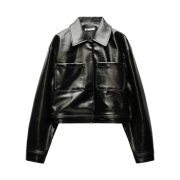 (W) Zara Faux Leather Jacket Black