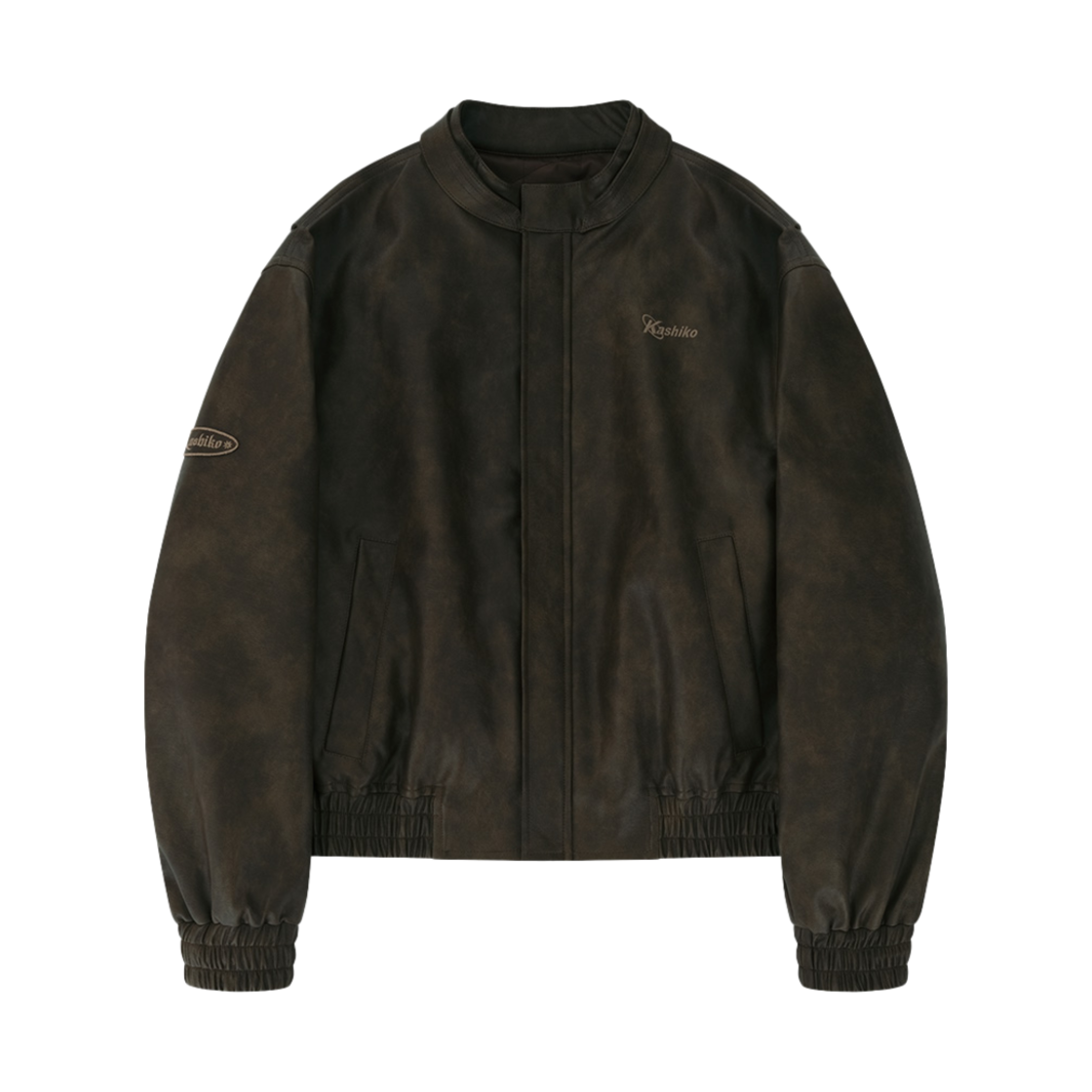 40817 Kashiko Yantra Faux Leather Jacket Brown