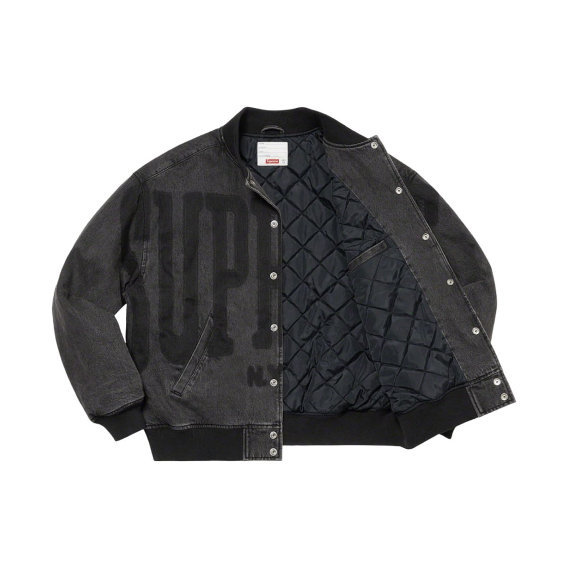 - Supreme Washed Knockout Denim Varsity Jacket Washed Black - 23SS - #2