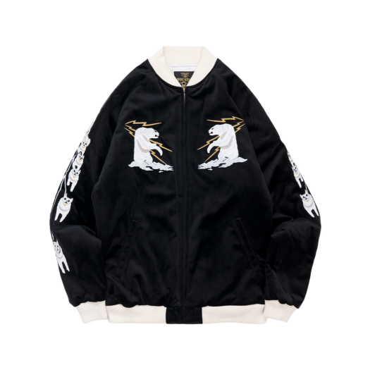 51521BK Houston Japan Velveteen Souvenir Jacket Alaska Black 51521