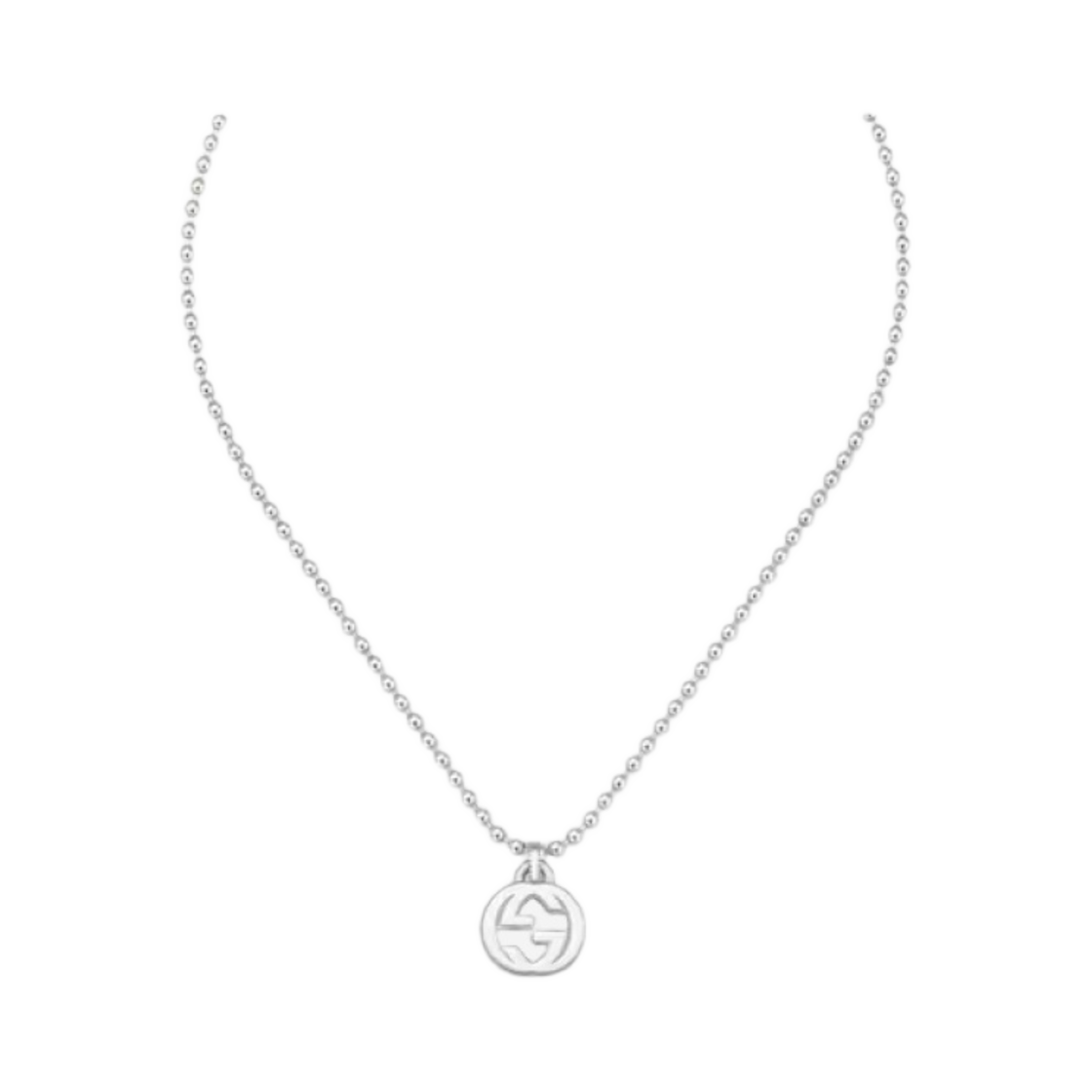 (W) 구찌 인터로킹 G 펜던트 네클리스 925 스털링 실버((W) Gucci Interlocking G Pendant Necklace 925 Sterling Silver) - 2