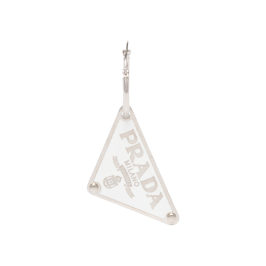 (W) Prada Smalto Jewels Pendant Right Earring White