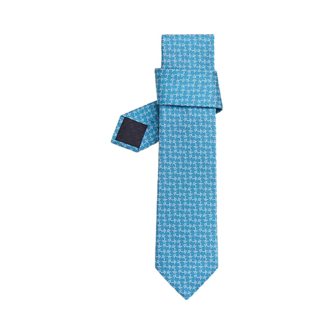 에르메스 타이 7 모스 아 아이구일레스 타이 아쿠아 블랑(Hermes Tie 7 Mors a Aiguilles Tie Aqua Blanc) - 1