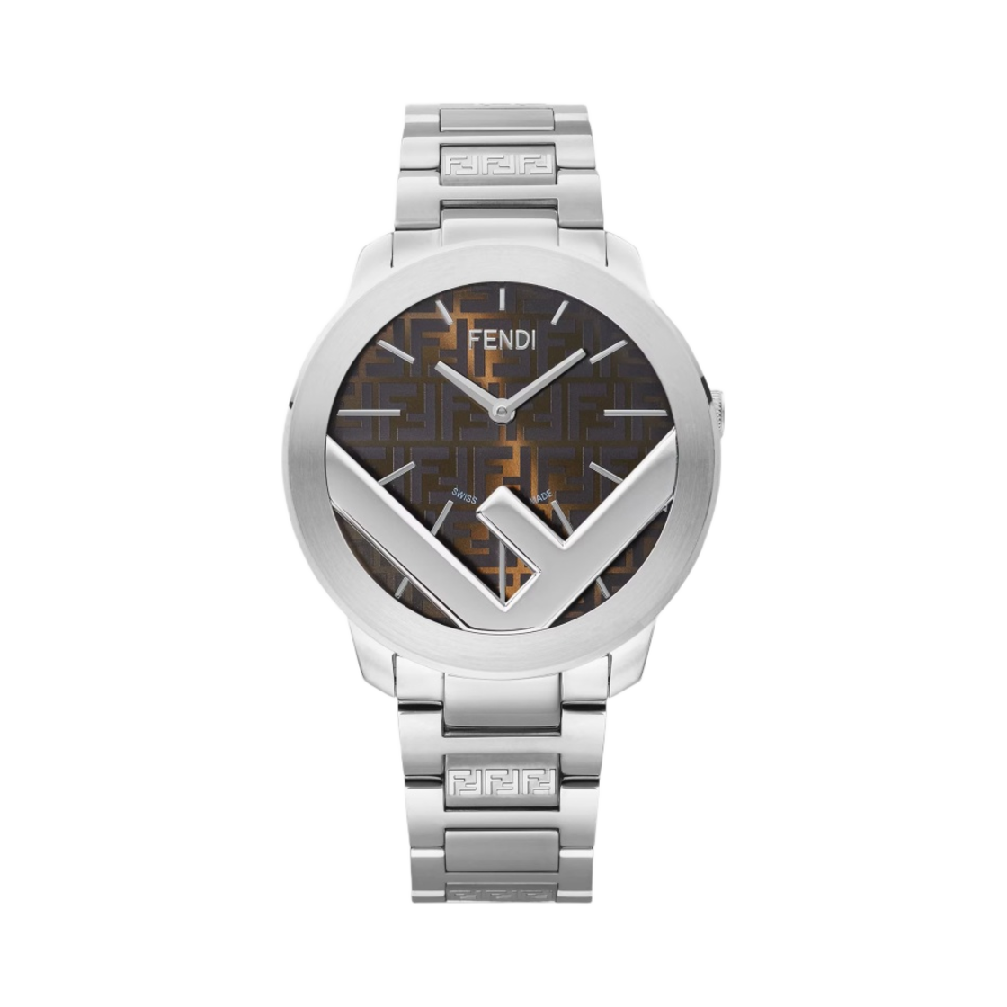 FOW972A17IF0XKN Fendi F Is Fendi Logo 41mm Round Watch Silver