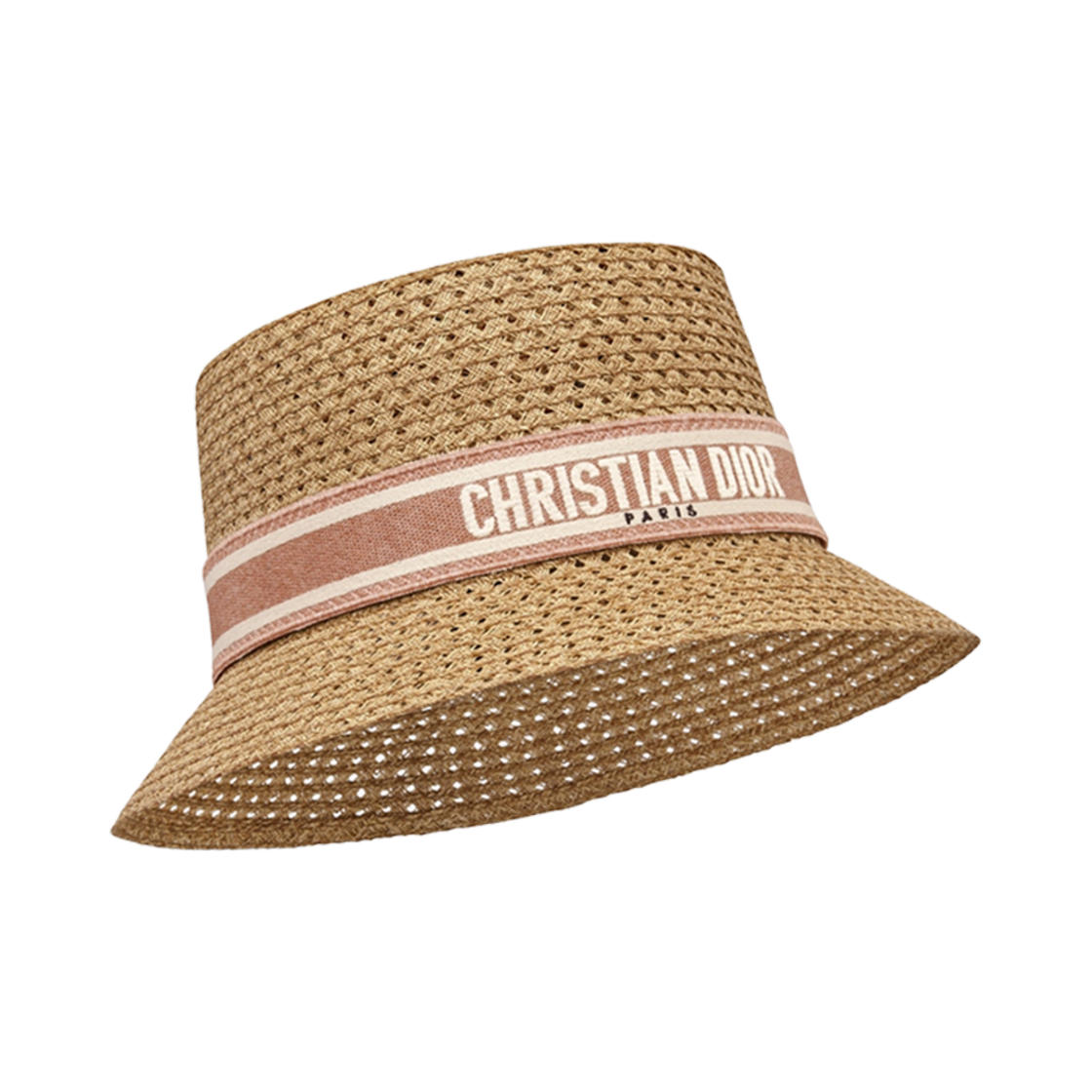 (W) 디올 D-바비 스몰 버킷햇 스트로우 로즈 벤트 화이트 밴드((W) Dior D-Bobby Small Brim Hat Straw Roses Vents White Band) - 2