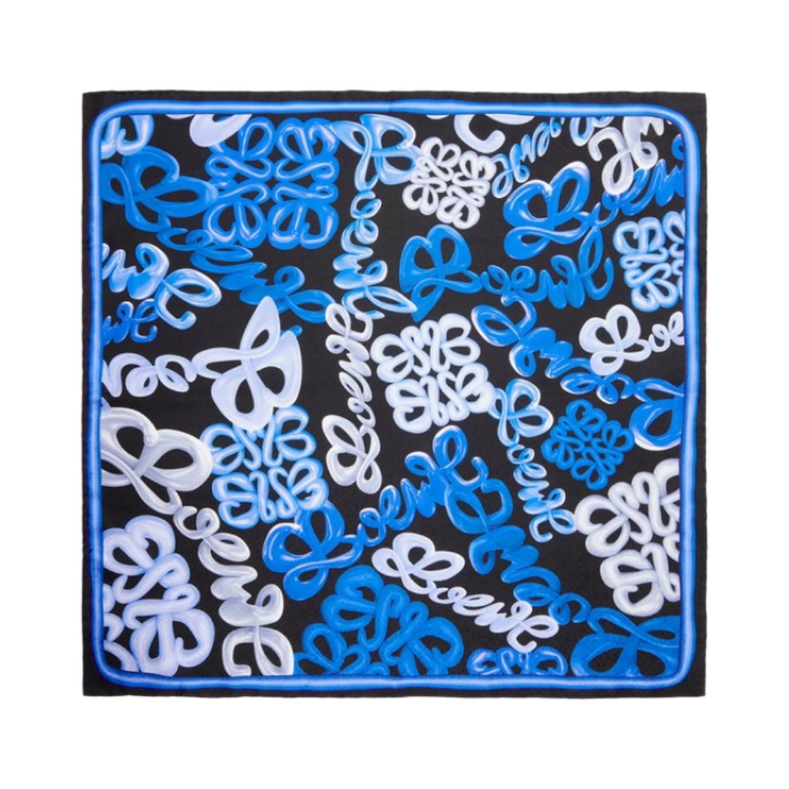 (W) 로에베 아나그램 스카프 인 실크 블루 멀티컬러((W) Loewe Anagram Scarf In Silk Blue Multicolor)