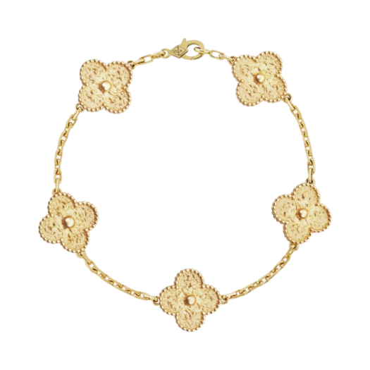 (W) Van Cleef & Arpels Vintage Alhambra Bracelet 5 Motifs Yellow Gold
